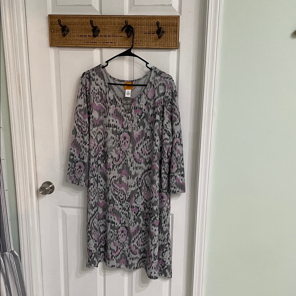 Ruby Rd. Gray and Pink Patterned Top